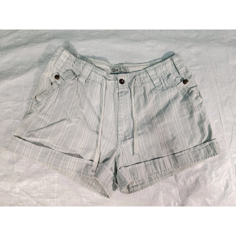 The Earth Collection Shorts Women's Medium M Ramie Cotton Blue Stripe White Y2k